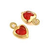 Heart Rack Plating Brass Glass Pendants KK-S385-01G-04-2