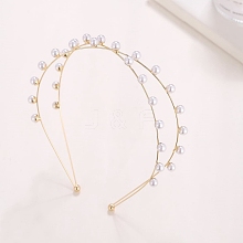 Plastic Imitation Pearl Beads Double Layer Hair Bands PW-WG80B98-01