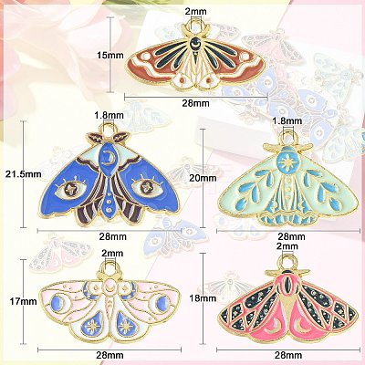 30Pcs 5 Styles Alloy Enamel Pendants ENAM-CJ0005-34-1
