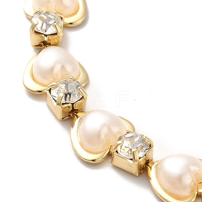 Rack Plating Iron Heart & Square Link Chain Bracelet with Clear Cubic Zirconia BJEW-I300-06G-1
