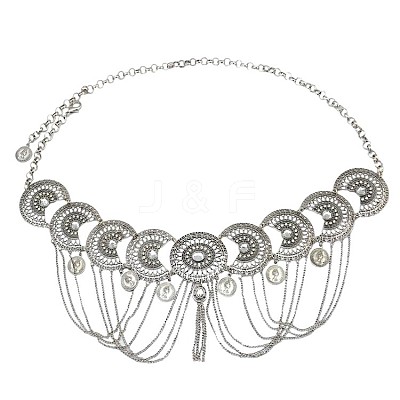 Ethnic Style Alloy Crystal Rhinestone Coin Link Chain Tassel Waist Belly Chains for Dancer FS-WG3C509-02-1