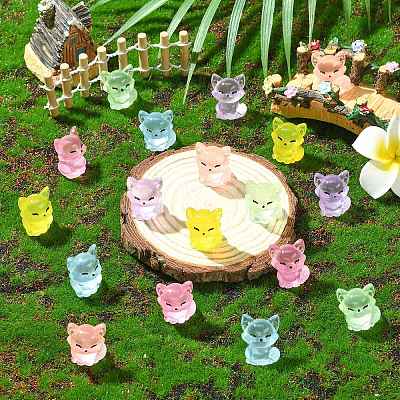 30Pcs 6 Colors Luminous Resin Fox Display Decoration CRES-CJ0001-81-1