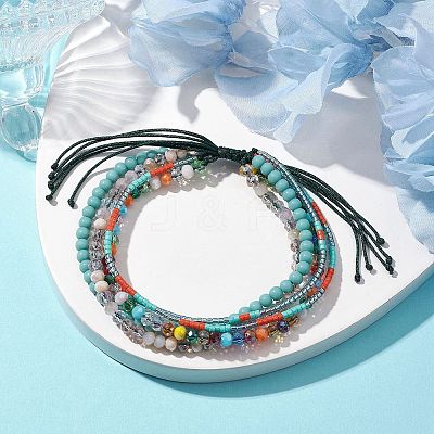 Glass Beaded Multi-strand Bracelets BJEW-JB10391-1