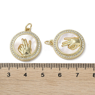 Gesture Theme Brass Micro Pave Cubic Zirconia Pendants KK-G485-18A-G-1