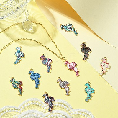 40Pcs 10 Styles Printed Alloy Pendants FIND-CJ0001-96-1
