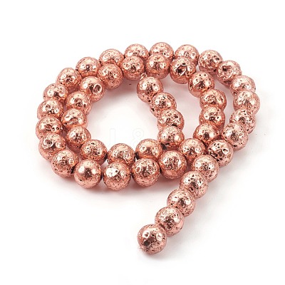 Electroplated Natural Lava Rock Bead Strands G-E511-01E-10mm-1