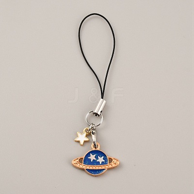 Cute Cartoon Planet Alloy Enamel Mobile Straps Lanyards HJEW-WH0068-07D-1