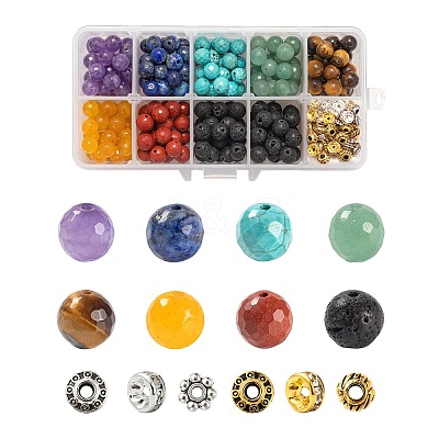 285Pcs 14 Style Natural Mixed Faceted Round Gemstone Beads G-LS0001-58-1