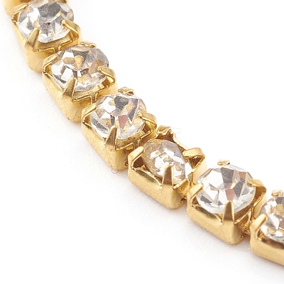 Brass Rhinestone Strass Chain Bracelets X-BJEW-JB06002-1