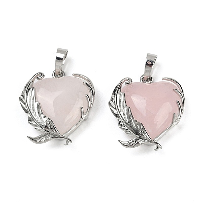Natural Rose Quartz Pendants G-Q025-01P-01-1