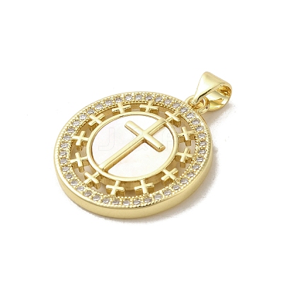 Brass Micro Pave Clear Cubic Zirconia Pendants KK-I708-04C-G-1