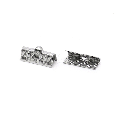 304 Stainless Steel Ribbon Crimp Ends LS-STAS-WH0035-01B-P-1