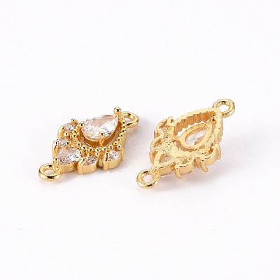 Brass Micro Pave Clear Cubic Zirconia Link Connectors ZIRC-S068-023-NF-1