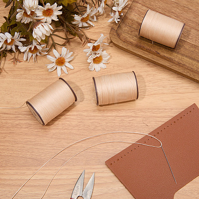 3 Rolls Flat Waxed Polyester Thread String YC-CL0001-02A-1