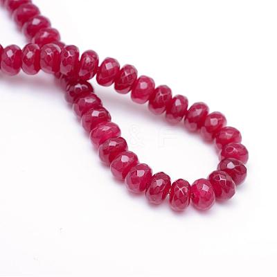 Faceted Rondelle Dyed Natural White Jade Bead Strands G-R343-4x6-07-1