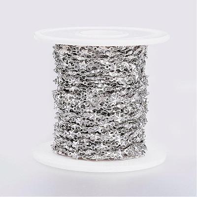 Tarnish Resistant Handmade 304 Stainless Steel Bar Link Chains STAS-G038-19P-1