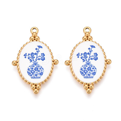 304 Stainless Steel Enamel Pendants STAS-OY002-91G-01-1