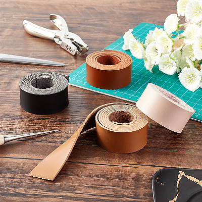4 Rolls 4 Colors Flat Single Face Imitation Leather Cords LC-BC0001-01-1