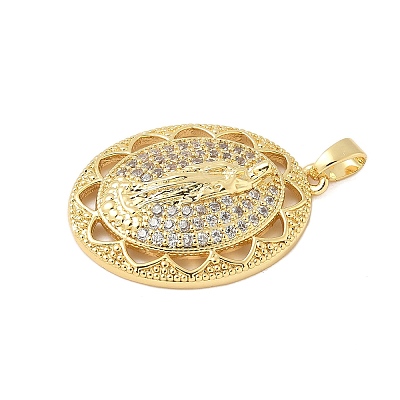 Brass Micro Pave Clear Cubic Zirconia Pendants KK-B139-20G-03-1