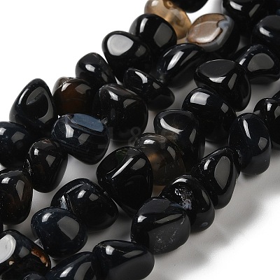 Natural Black Agate Beads Strands G-H295-B01-15-1