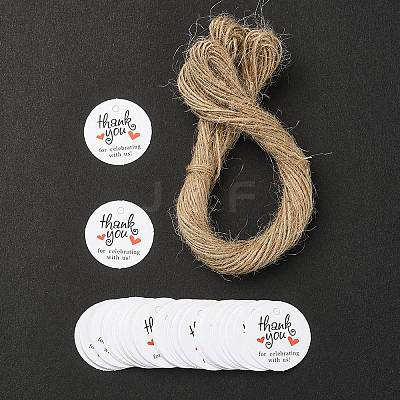 100Pcs Thanksgiving Themed Round Dot Paper Hang Gift Tags CDIS-YW0001-10B-1