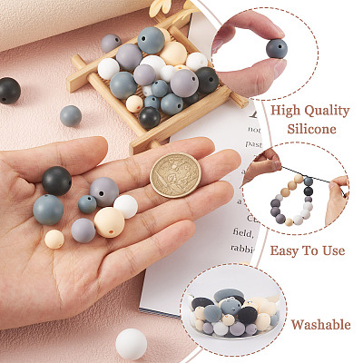 150Pcs 15 Styles Silicone Beads SIL-TA0001-30-1