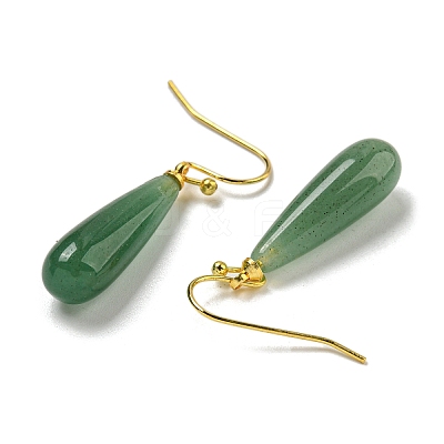 Ion Plating(IP) Natural Green Aventurine Dangle Earring EJEW-C084-01G-02-1