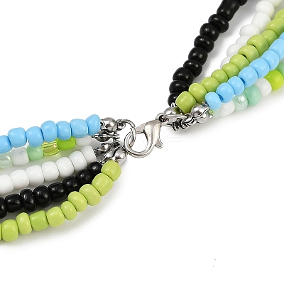 Bohemian Glass Seed Beaded Multi-strand Necklaces for Women NJEW-JN05354-02-1