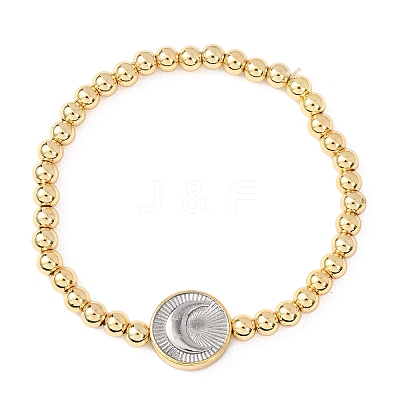 Brass Round Beads Stretch Bracelets for Women BJEW-H640-03B-GP-1