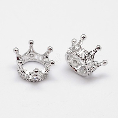 Crown Brass Micro Pave Grade AAA Cubic Zirconia European Bead ZIRC-O022-60-NR-1