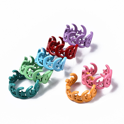 Spray Painted Brass Cuff Rings RJEW-S044-149-1