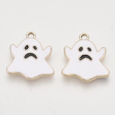 Light Gold Plated Alloy Pendants X-ENAM-T009-36A-1