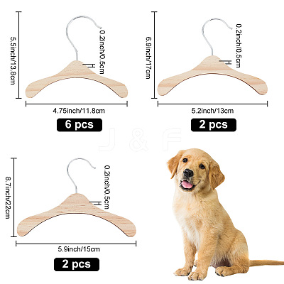 10Pcs 3 Styles Wood Clothes Hanger for Dog Cat AJEW-DR0001-09-1