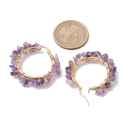 Natural Mixed Gemstone Hoop Earring EJEW-JE05708-1