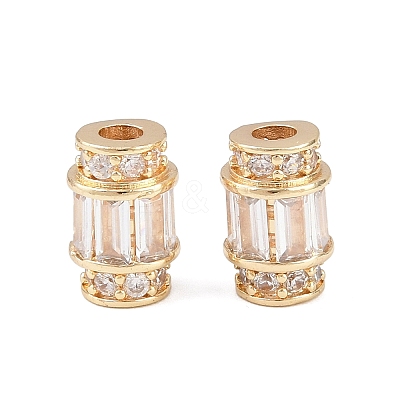 Brass Micro Pave Clear Cubic Zirconia Beads KK-C142-10LG-1