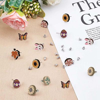 Natural Wood Stud Earrings EJEW-SC0001-21P-1