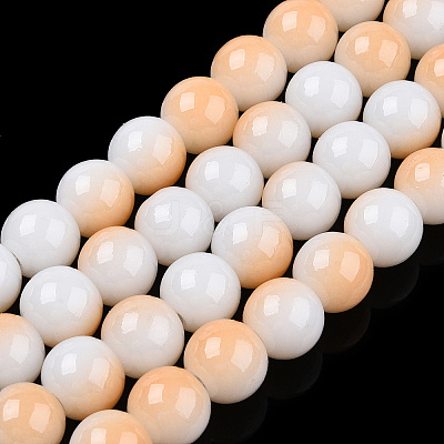 Two Tone Opaque Baking Paint Glass Beads Strands DGLA-Q027-8mm-01-1