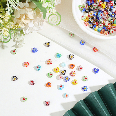 180pcs Handmade Millefiori Glass Beads LAMP-PA0001-67B-1