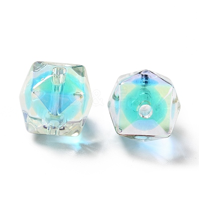 Two Tone UV Plating Rainbow Iridescent Acrylic Beads TACR-D010-02A-1