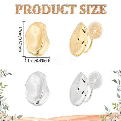 2 Pairs 2 Colors Brass Twist Oval Cuff Earrings EJEW-AN0004-92-1