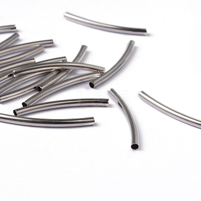 Curved Brass Tube Beads X-EC297-NF-1