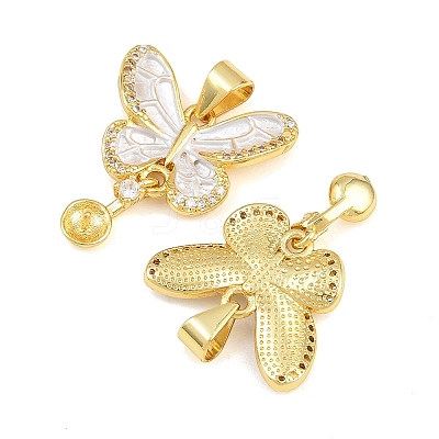 Brass Micro Clear Cubic Zirconia Peg Bails Pin Pendants KK-CBA6A75-51B-G-1
