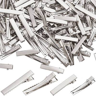 100Pcs 2 Styles Iron Flat Alligator Hair Clip Findings IFIN-SC0001-65-1