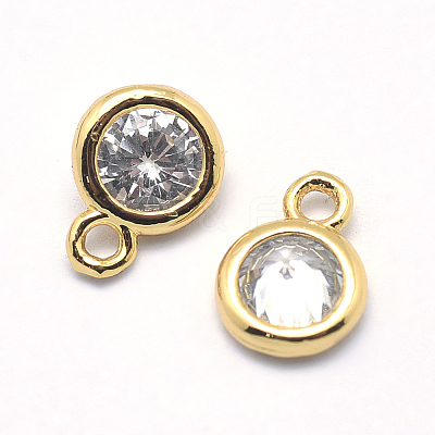 Brass Cubic Zirconia Charms KK-J269-C02-G-NR-1