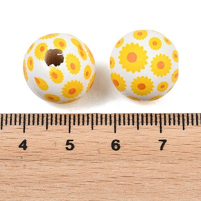Printed Wood European Beads WOOD-G029-06D-1