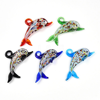 Handmade Silver Foil Lampwork Big Pendants LAMP-T023-13-1