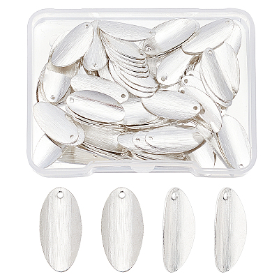 80Pcs Brass Blank Tag Flat Oval Slice Pendants KK-FH0002-56-1