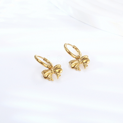 304 Stainless Steel Bowknot Dangle Earrings UM1027-1-1