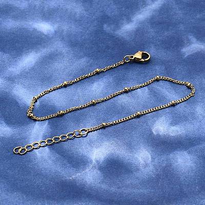 Ion Plating(IP) 304 Stainless Steel Curb Chain Anklets LS-AJEW-P069-05G-1