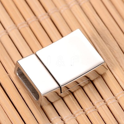 Tarnish Resistant Smooth Surface 304 Stainless Steel Rectangle Magnetic Clasps with Glue-in Ends STAS-I045-05B-1